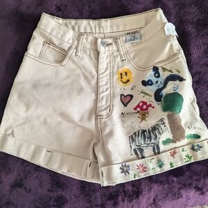 Size five Just graffiti jean shorts
